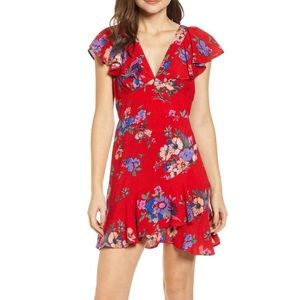 Ruffle trim mini dress